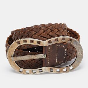Aigner Brown Braided Leather Buckle Belt 90 Cm